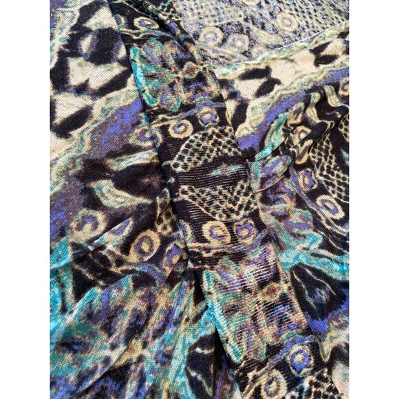 Nic &  & Zoe Abstract Print Long Sleeve V-Neck Top Size M Stretch Knit Y2K - Picture 6 of 7